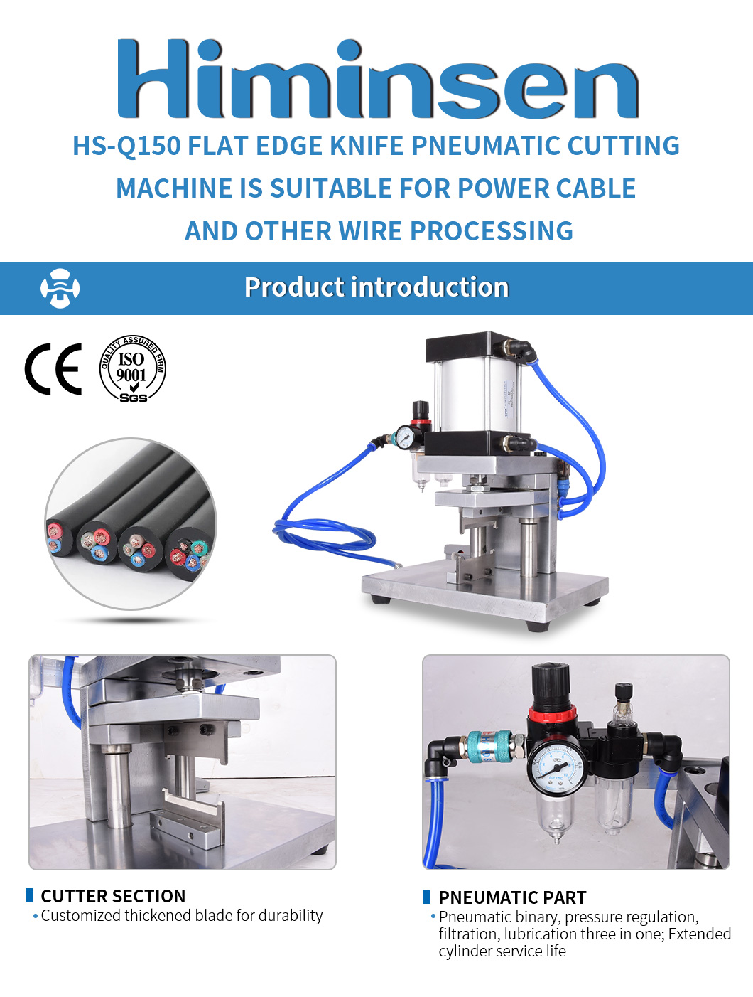 Flat-edged knife pneumatic cutting machine